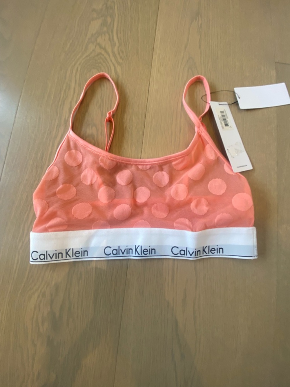 Youth Girls Calvin Klein Coral Dot Bralette with Logo Band